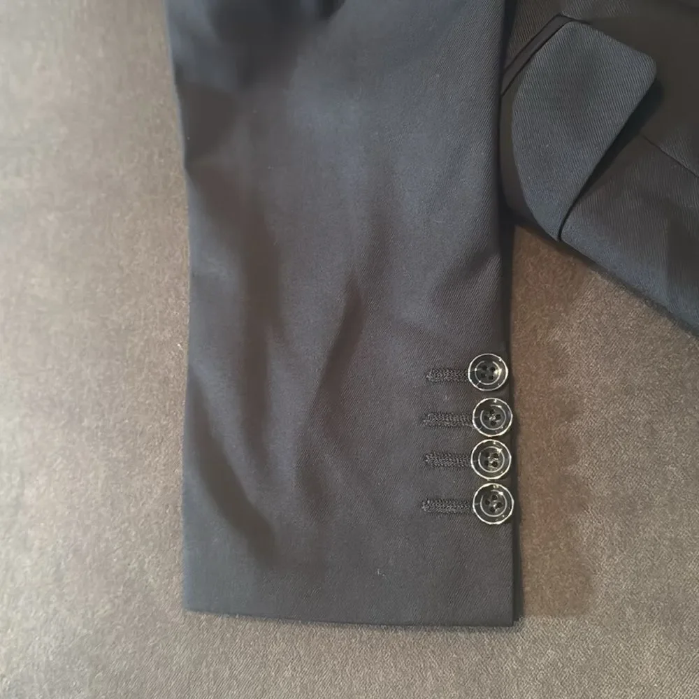 Men’s Black 2 Piece Slim Fit Suit Prom Party Formal Size 38 Jacket 32 Pants